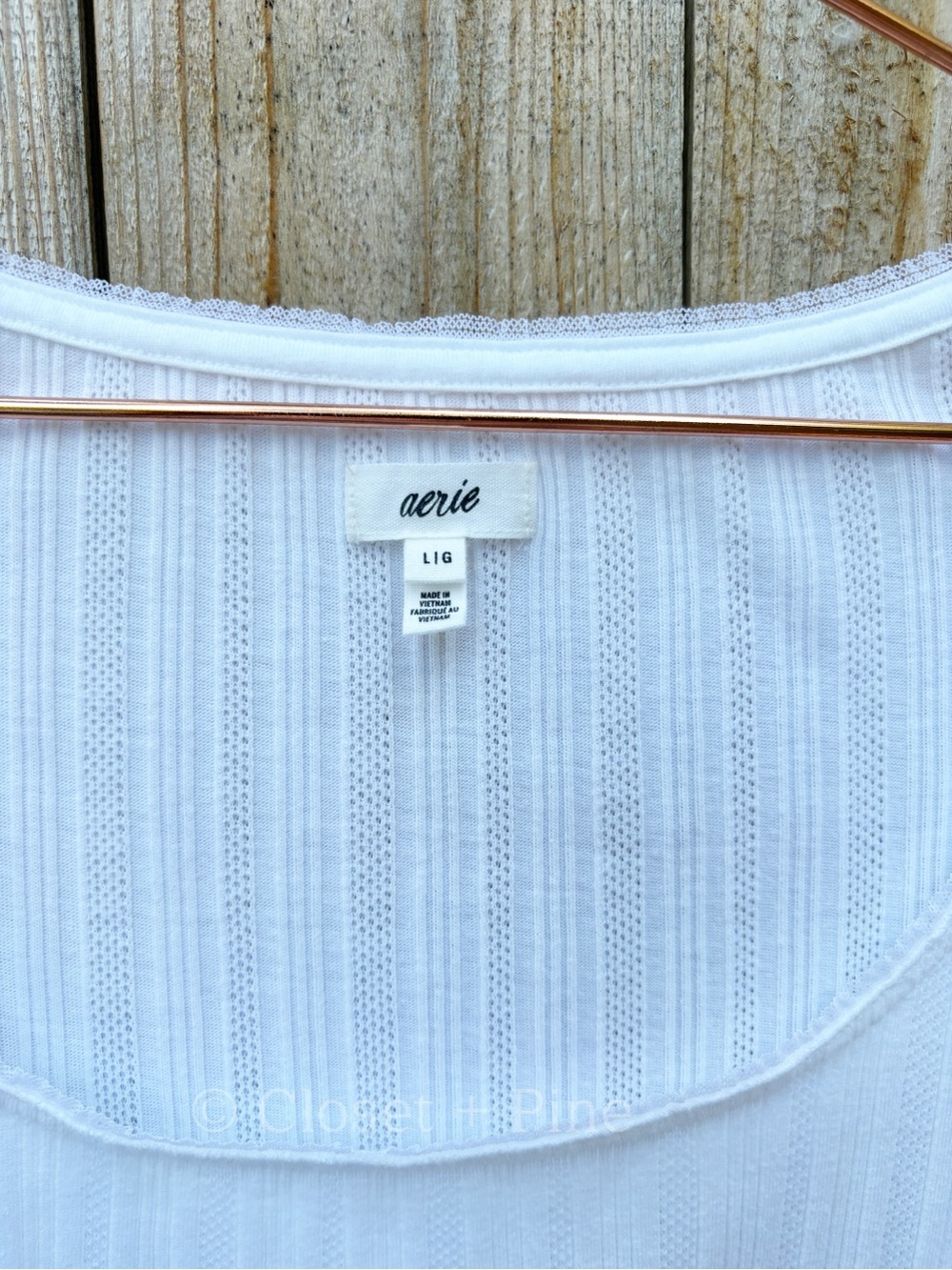 Aerie Pointelle Square Neck T-Shirt Size Large White NWOT - Picture 4 of 14